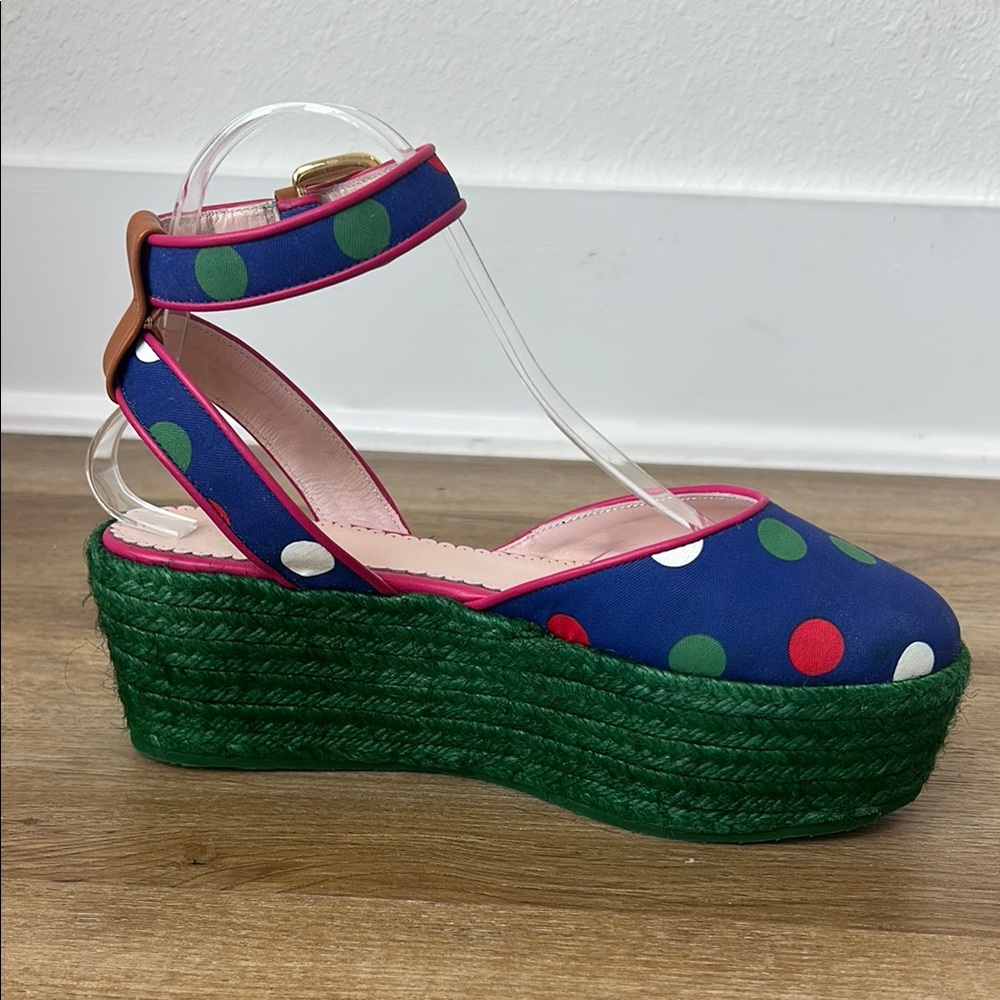 Missoni Blue and Red Espadrille Platform Sandals